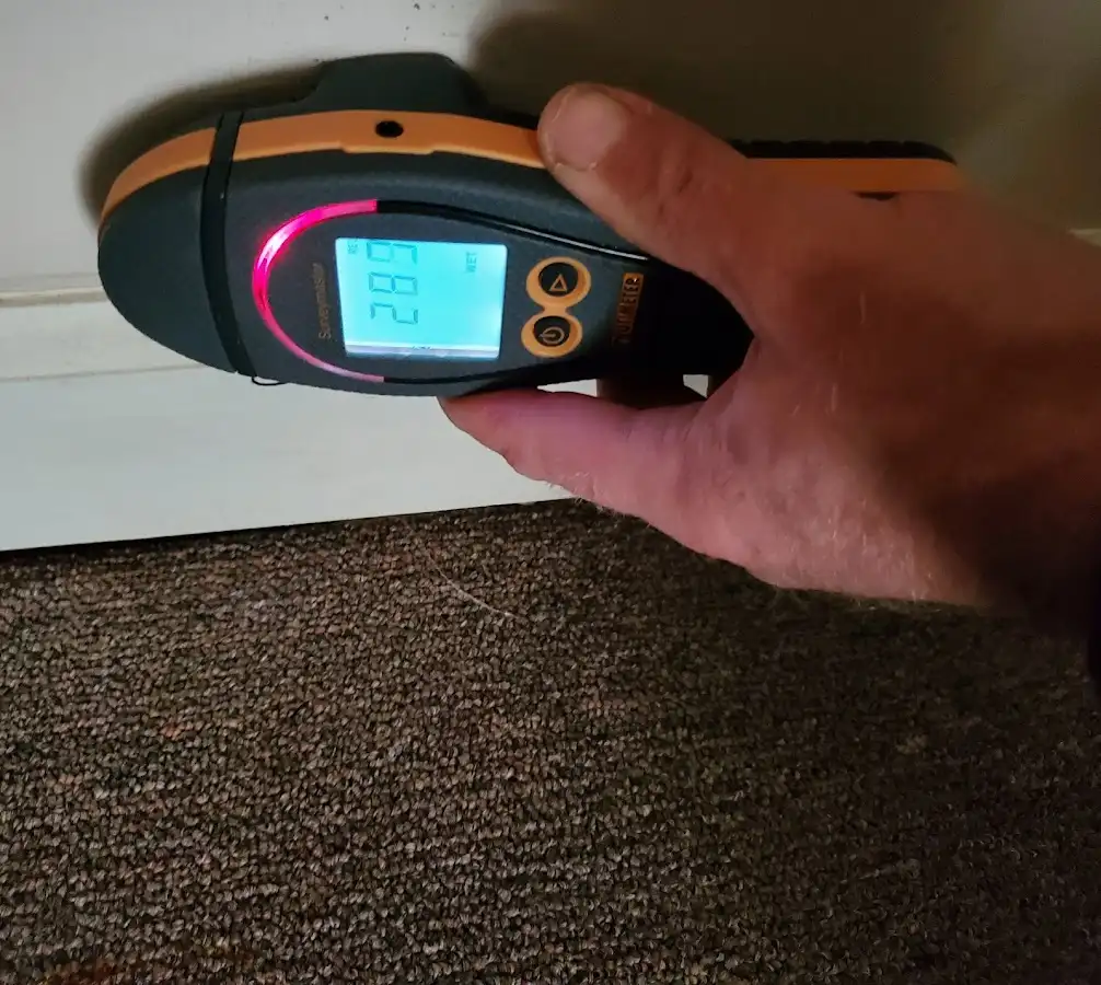 Moisture detection at baseboard during Burst Pipe Cleanup in Wagoner